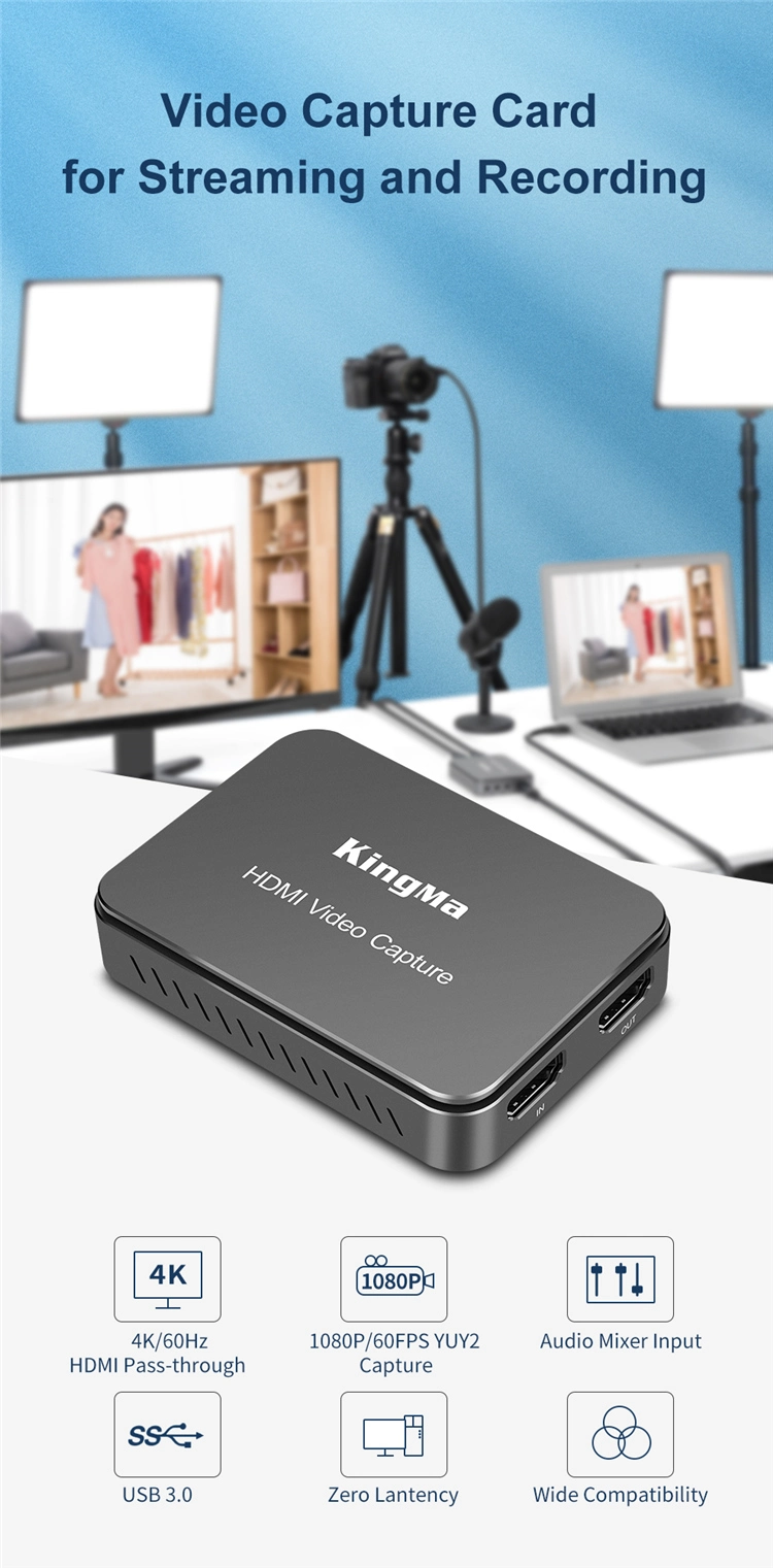 Kingma USB-C 3.0 Portable Video Capture Card for Streaming and Recording