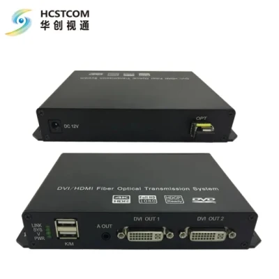 4K DVI/HDMI KVM エクステンダー 光ファイバーコンバーター 10-60km RS232 付き