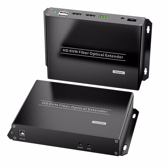 4K DVI/HDMI KVM エクステンダー 光ファイバーコンバーター 10-60km RS232 付き