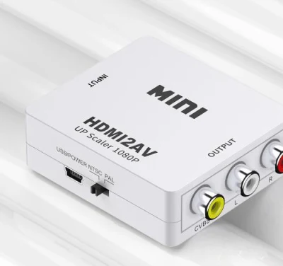 ミニ HDMI - AV コンバーター 1080P、HDMI から CVBS+L+R HD ビデオコンバーターアダプターをサポート