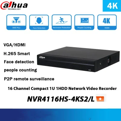 Dahua 4K 4/8/16 チャンネル CCTV セキュリティ ネットワーク ビデオ レコーダー PoE なし NVR4116HS-4ks2/L NVR